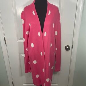 Venario Chic Pink Polka Dot Women's Cardigan Size XXL CB-